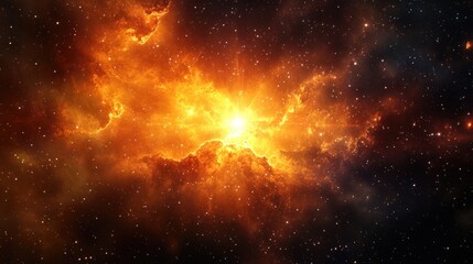 Wall Mural - galaxy with orange star