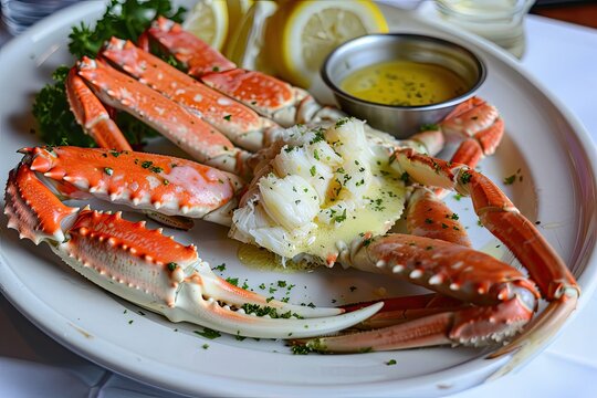 Fried crab legs with drawn butter
