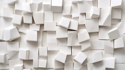 Poster - Shifting White Cubes Arranged on a Block Background