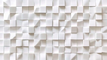 Poster - Abstract White Cubes on Block Background with Random Shifts and Patterns
