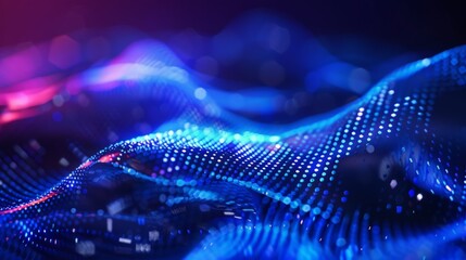 Futuristic blue digital data flow waving and flowing, perfect for technology and communication related projects