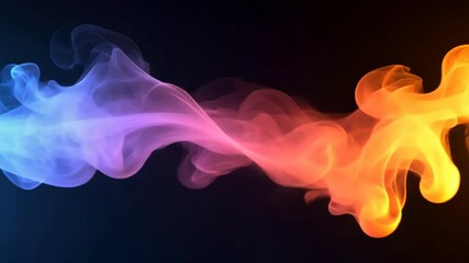 Leinwandbilder - Colorful abstract smoke swirls in dynamic shades of blue, pink, and orange against dark background, creating mesmerizing visual experience.
