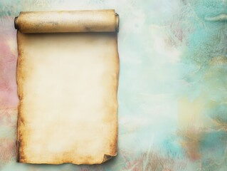 Wall Mural - A vintage scroll on a textured background, ideal for notes or artistic projects.