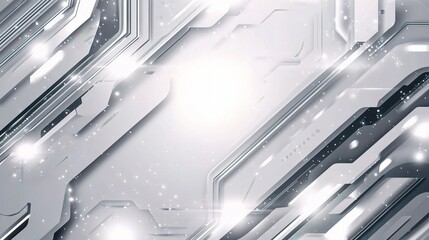 Poster - Abstract Grey and White Background with Shining Layers and Lights