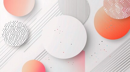Poster - Geometric White and Silver Background with Circles and Patterns