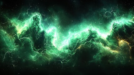 Wall Mural - Emerald green nebula cosmic energy swirls.