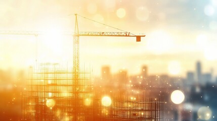 Poster - Abstract Digital Background with Construction Elements and Light Effects