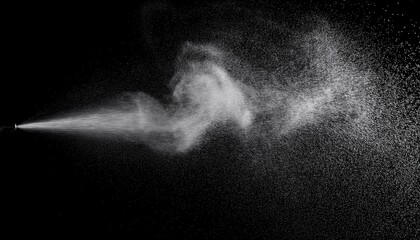 Aufkleber - Fine Mist Spray in Dark Space Capturing the Beauty of Suspended Particles and Airflow Dynamics for Science, Art, and Industrial Use Including Aerosol Studies, Photography, and Conceptual Design
