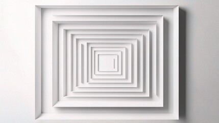 Poster - White Geometric Square Art with Layered Paper Design on Background