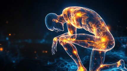 Poster - Anatomy of body and joints pain on black background, HD image