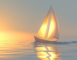 Wall Mural - Sunset Sailboat