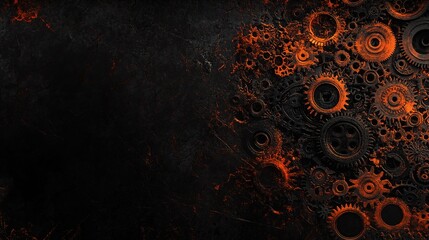 Poster - Dark Overlapping Gears Background for Creative Projects and Designs