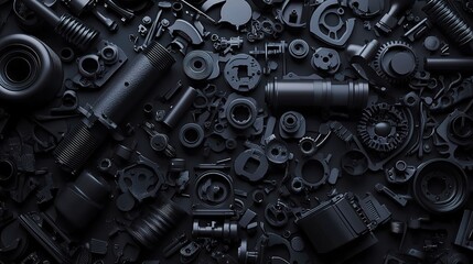 Poster - Dark Industrial Wallpaper with 3D Render of Vehicle Details