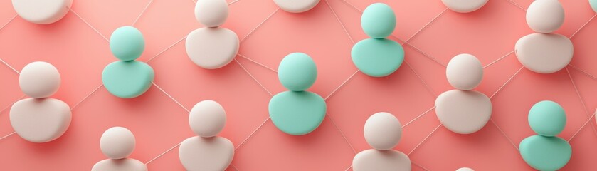 Poster - business node diagram with smooth curves, a vibrant pattern of minimalistic figures arranged in a gr