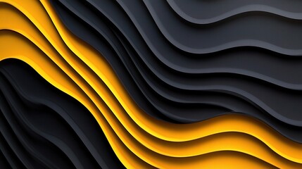 Poster - Modern Creative Black and Yellow Wave Pattern Background Design