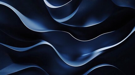 Poster - Dark Blue Abstract Background with Black Shadows and Curves
