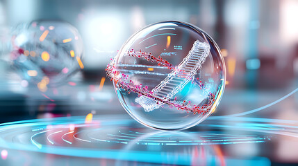 Poster - Digital innovation showcase dna helix model virtual environment 3d visualization futuristic concept