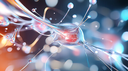 Poster - Neural network connection visualization in a digital realm science digital art abstract close-up conceptual exploration