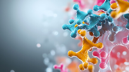 Poster - Vibrant molecular structures laboratory digital artwork abstract macro view science and technology fusion