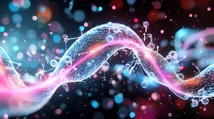 Poster - Dynamic water flow abstract art digital artwork modern design colorful background close-up imagination and creativity