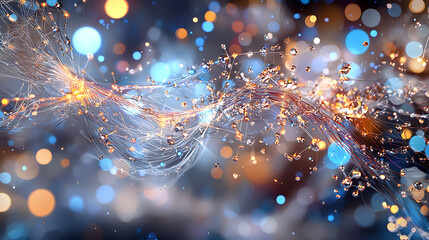 Fototapete - Dynamic light reflections abstract studio digital artwork colorful background close-up view visual innovation