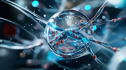 Poster - Dynamic molecular interaction science laboratory digital illustration abstract environment close-up view exploration of nanotechnology