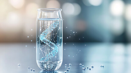 Poster - Exploring dna structures in water laboratory setting scientific visualization clear environment close-up molecular biology