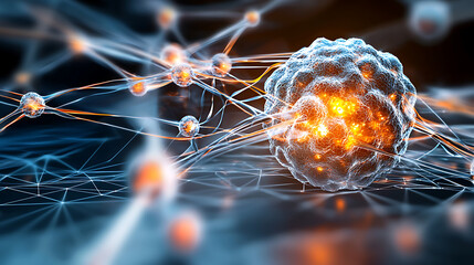 Poster - Cellular interactions and energy dynamics in microscopic environments scientific visualization digital art abstract concept