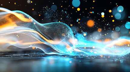Poster - Dynamic light abstract art digital creation visual effects colorful environment close-up view modern aesthetics