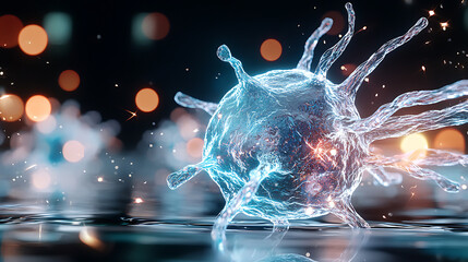 Poster - Dynamic virus illustration abstract science concept high-resolution visual digital art environment close-up view microscopic detail