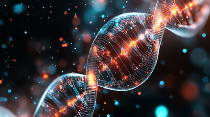 Poster - Exploring dna structure and function laboratory scientific visualization digital art abstract perspective molecular biology insights