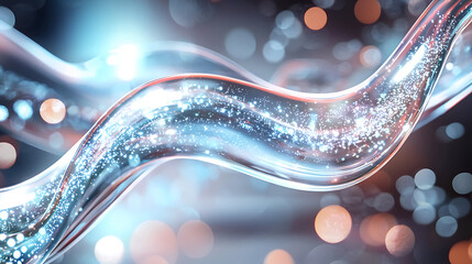 Poster - Captivating fluid motion of luminous particles in abstract art digital realm visual content fantasy environment close-up view