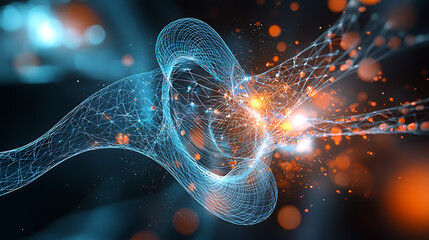 Poster - Dynamic data flow visualization digital space abstract art futuristic environment close-up view technology concept