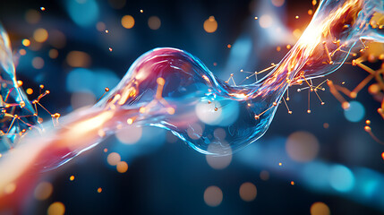 Poster - Dynamic flow of colors and light abstract art digital artwork vibrant environment close-up view visualization of energy