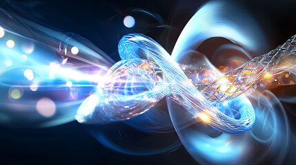 Poster - Dynamic energy flow abstract digital art motion graphics futuristic environment close-up view visual innovation