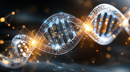 Poster - Innovative dna structure visualization laboratory scientific art digital environment close-up view genetic research concept
