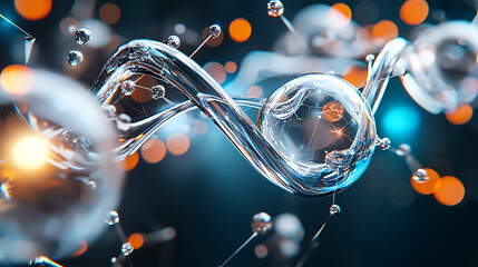 Poster - Dynamic molecular structure visualization science laboratory digital art abstract environment close-up view innovation concept