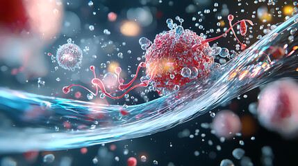 Poster - Dynamic microscopic visualization of virus structure laboratory setting digital art science close-up biological research