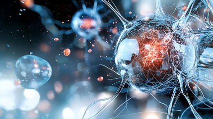 Poster - Neural activity visualization laboratory scientific illustration digital art macro perspective neuroscience insights