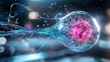 Poster - Sperm cell invading virus cellular microscopy digital art laboratory close-up biotechnology concept