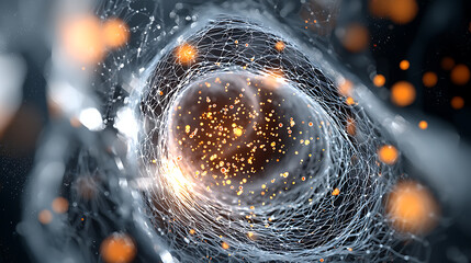 Poster - Dynamic particles flowing through a network abstract environment digital art high-tech conceptual viewpoint