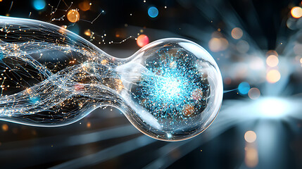 Poster - Dynamic energy flow visualization abstract concept digital art high-tech environment close-up view scientific inspiration