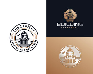 classic government capitol dome building architecture logo template for business company