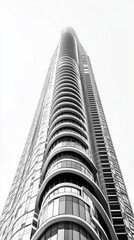 Canvas Print - Architectural Marvel: A Striking Black and White Skyscraper