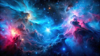 Abstract Drone Space Photography - Blue Pink Stars Black