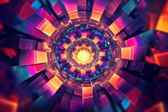 Abstract Colorful Geometric Tunnel Light Design