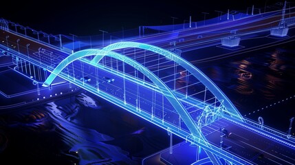 Poster - vision of architecture of a 3d model bridge project