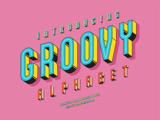 Fototapete - Vector of stylized condensed alphabet design with uppercase, numbers and symbols