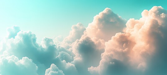 Wall Mural - Abstract Cloudscape. Dreamy Soft Focus Heavenly Sky With Fluffy White And Pastel Colored Clouds