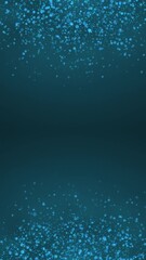 Poster - Blue glowing circles particles flying at the top and bottom of a dark abstract background, smoke effect, vertical composition. Loop animation footage for graphic design.